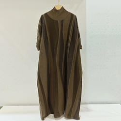 【受注】♡秋冬　ウール ニットワンピース ハーフハイネックのファースカート 11枚目の画像