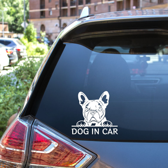 カッティングステッカー DOG IN CAR フレンチブルドッグ フレブル 3枚目の画像