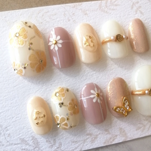 成人式ネイルチップ 着物ネイル 振袖ネイル和装 ニュアンス ネイル  