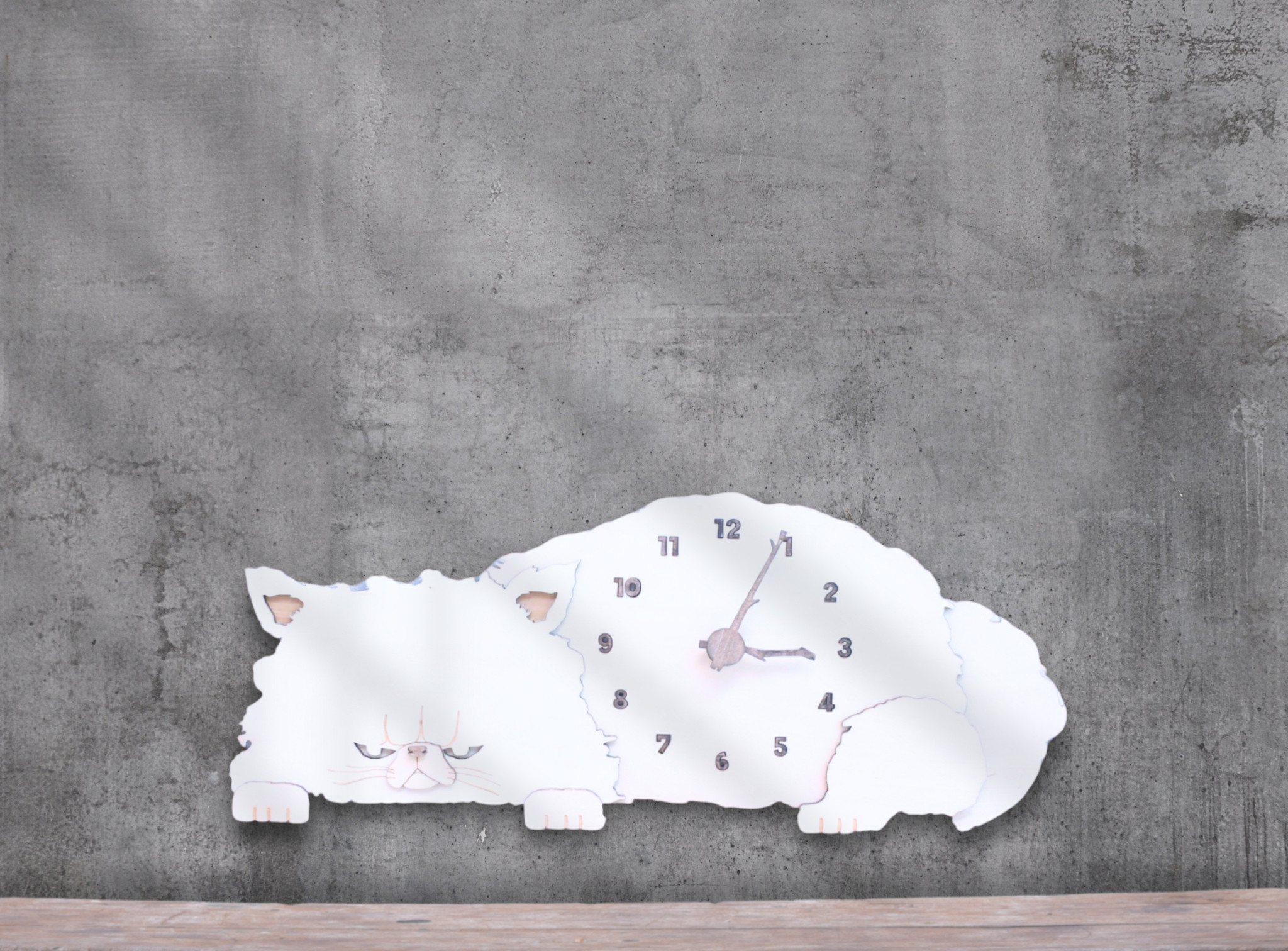 ペルシャ猫のお眠り時計 レギュラーサイズ 木製 振り子時計 掛け時計