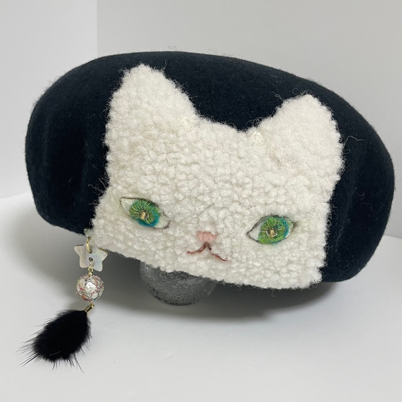 貓貝雷帽（黑×白） 第1張的照片