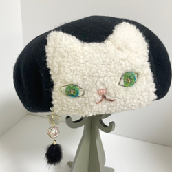 貓貝雷帽（黑×白） 第4張的照片