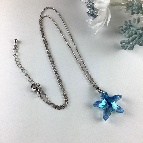 Swarovski #6721、20mmスターフィッシュペンダント〜アクアマリンAB 2枚目の画像