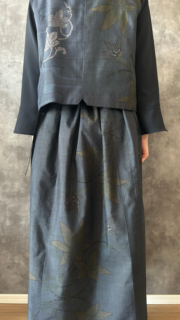 着物リメイクセットアップ〜秋でも心地良い上質大島紬素材〜kimono remake setup 5枚目の画像