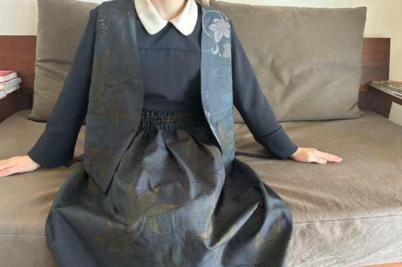 着物リメイクセットアップ〜秋でも心地良い上質大島紬素材〜kimono remake setup 7枚目の画像