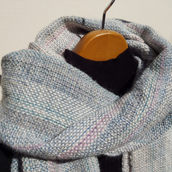 手織り　シルクウールとシルクのやさしいマフラー　作品2388 5枚目の画像