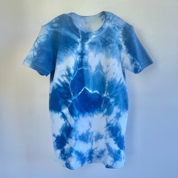 藍染クルーネックTシャツ・氷（半袖レディースS） 1枚目の画像