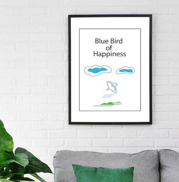 ポスターA4版/幸せの青い鳥/オリジナルイラストレーション 3枚目の画像