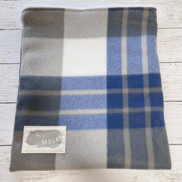 フリース寝袋　Ｌサイズ　青チェック 2枚目の画像