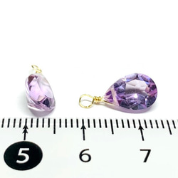 【天然石チャーム】 宝石質アメジスト　ペアシェイプ　14kgf　１個　ハンドメイド素材 5枚目の画像