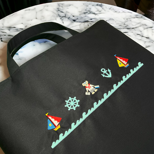 マリンデザイン刺繍/レッスンバッグ|リバティ|名入れ|刺繍 マリンデザイン刺繍/レッスンバッグ|リバティ|名入れ|刺繍