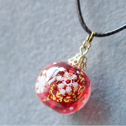 クリスマスオーナメント 赤金・金緑 雪の結晶