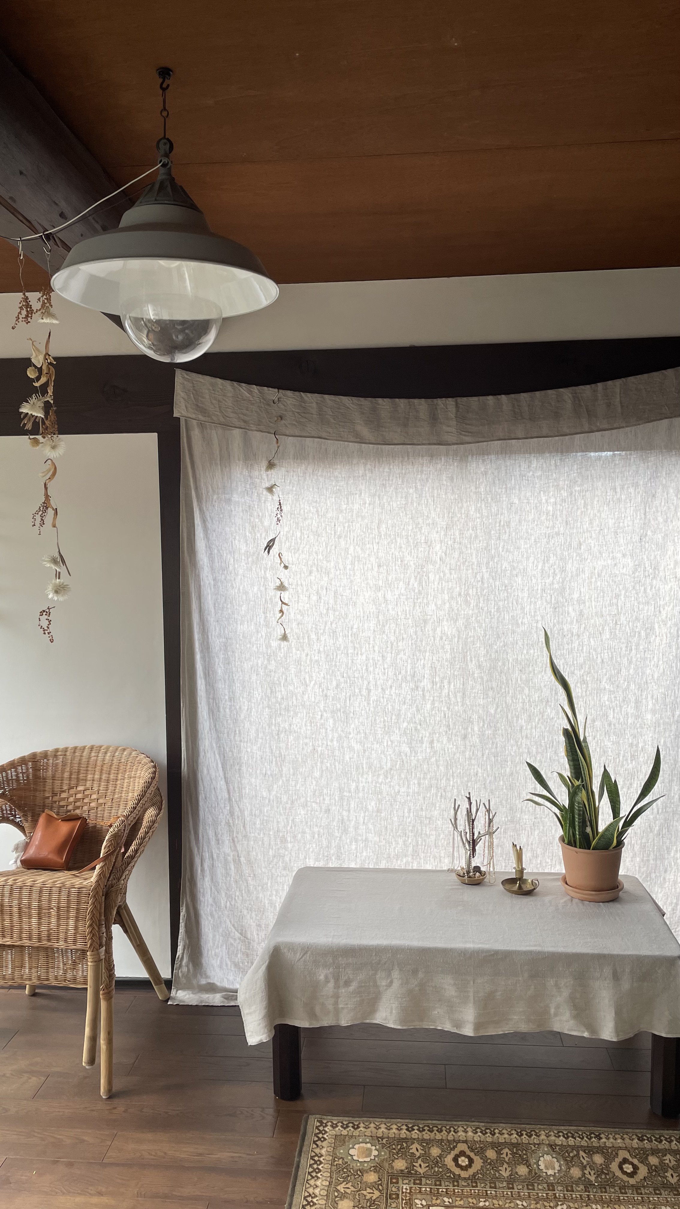 210cm巾 リネンのマルチクロス カーテン テーブルクロス 麻白 ベージュ ホワイト マルチカバー パーテーション