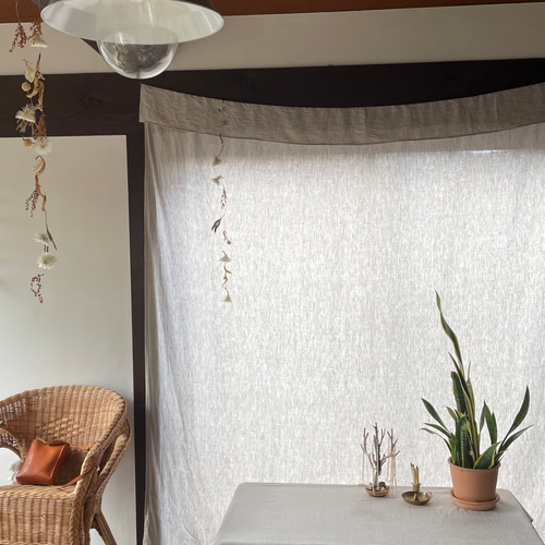 210cm巾 リネンのマルチクロス カーテン テーブルクロス 麻白 ベージュ