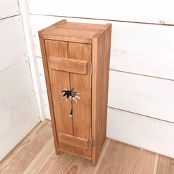 トイレ収納ボックス トイレ清掃用具入れ トイレラック 扉付き収納棚 木製ボックス 掃除用具入れ ハワイアンボックス ヤシ 2枚目の画像