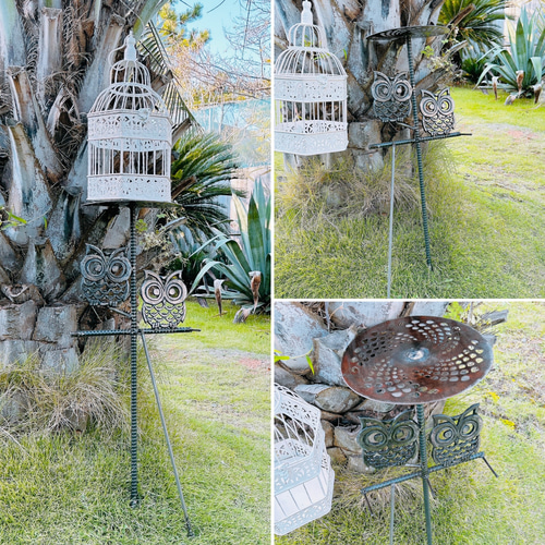 ガーデン雑貨 ガーデンピック&バードケージ フクロウのガーデン