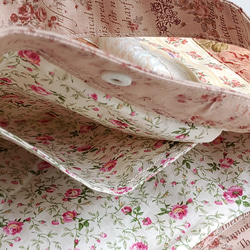 薔薇のトートバッグ(A4サイズ)★ベージュ･ブラウン系パッチワークバッグ★ミニポーチ付【Creema限定】 12枚目の画像