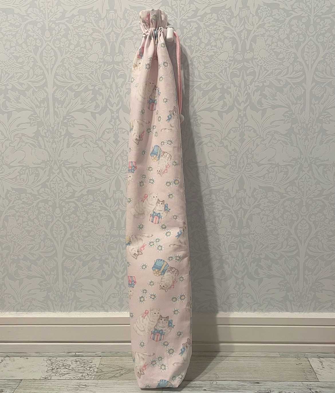 専用！　バトントワリング　バトンケース　キルティング　巾着　リボン　水色 ☆生地お選びB☆ トワリングバトンケース 巾着タイプ セミ