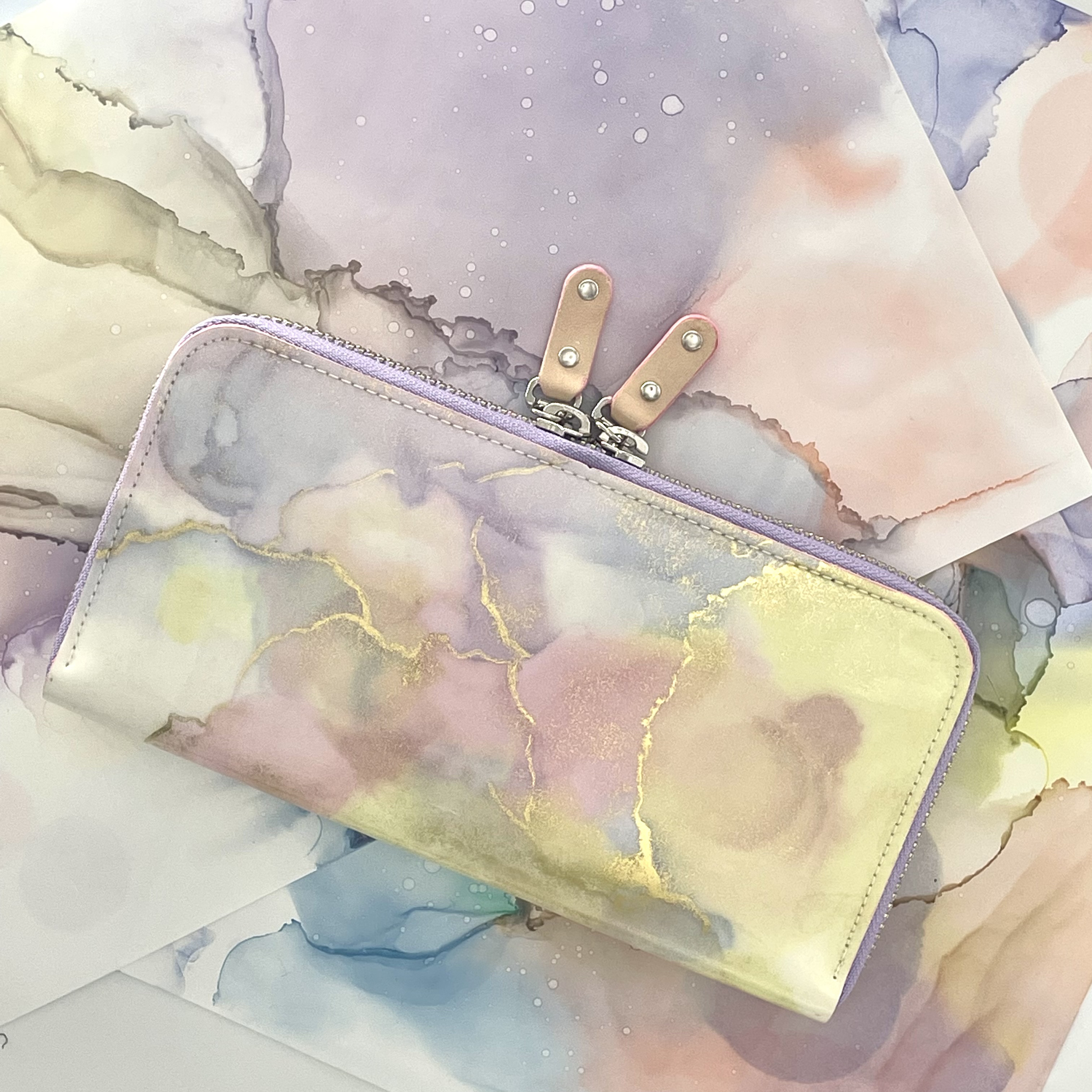 【オンリーワンのオリジナル】　アルコールインクアートのロングウォレット 20,736円