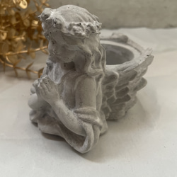 セメント鉢 女の子 天使 モノトーン 多肉植物 サボテン インテリア 雑貨 鉢植え 花器 ガーデニング 3枚目の画像