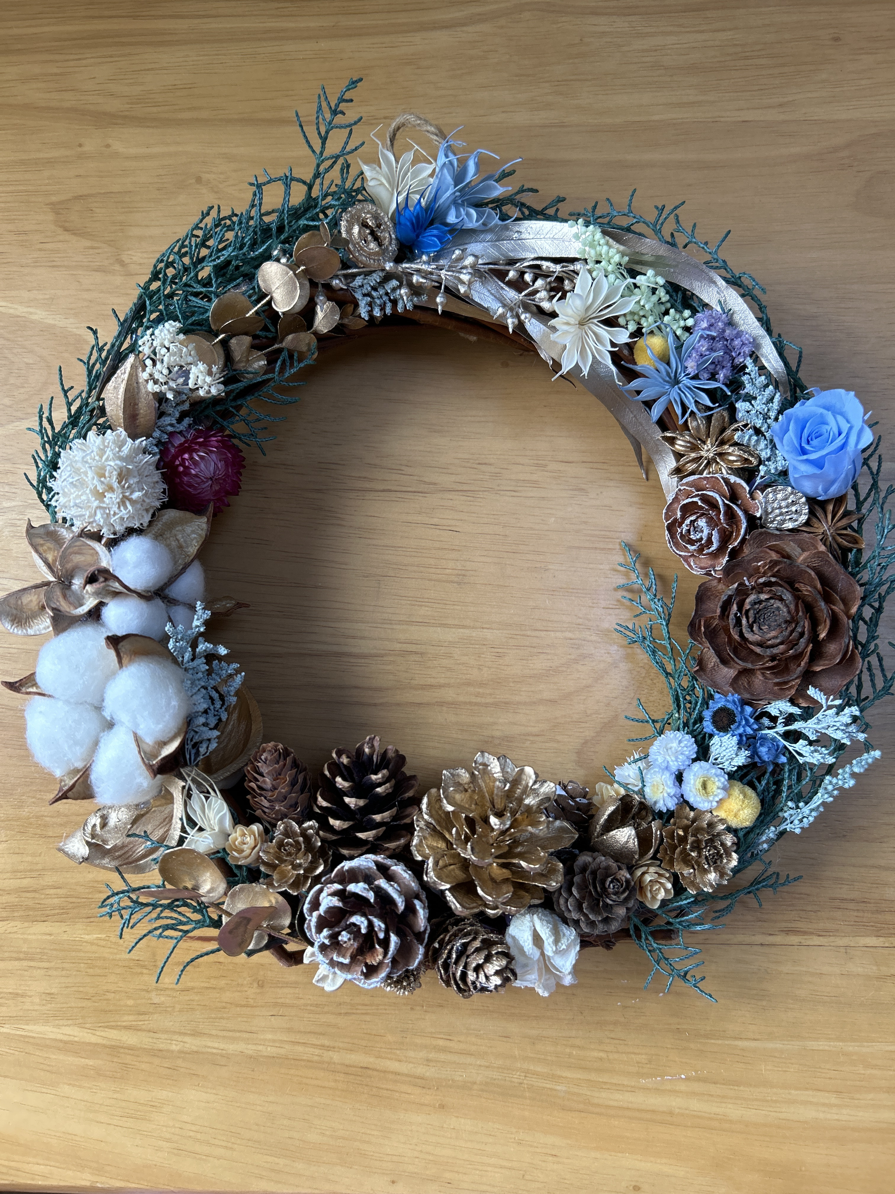 クリスマスリース　プリザーブドフラワー　フレッシュグリーン　おしゃれ