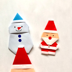 折り紙　クリスマス　サンタクロースとミニサンタクロース　壁面飾り【送料無料】 4枚目の画像