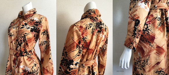【1点もの・デザイン画付き】綿プリントストレッチジャガード生地シャツ型ワンピース（KOJI TOYODA） 6枚目の画像