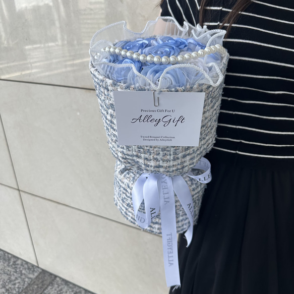推し活花束　話題の花屋とShowroom人気配信者とのコラボツイードブーケ　ワンホンブーケ　深青　AlleyGift 予めご了承下さいませ