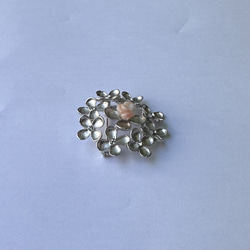 珊瑚の薔薇付き　花デザインブローチ　シルバーカラー艶消し加工　ジュリコニア付き　R51021Y1 12枚目の画像