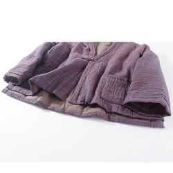先染めリネンジャケット　中綿リネンジャケット　柔らかくて暖かい羽織り　パープル　フリーサイズ　L285PU 9枚目の画像