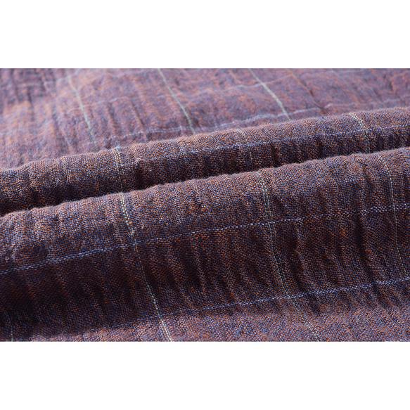 先染めリネンジャケット　中綿リネンジャケット　柔らかくて暖かい羽織り　パープル　フリーサイズ　L285PU 11枚目の画像