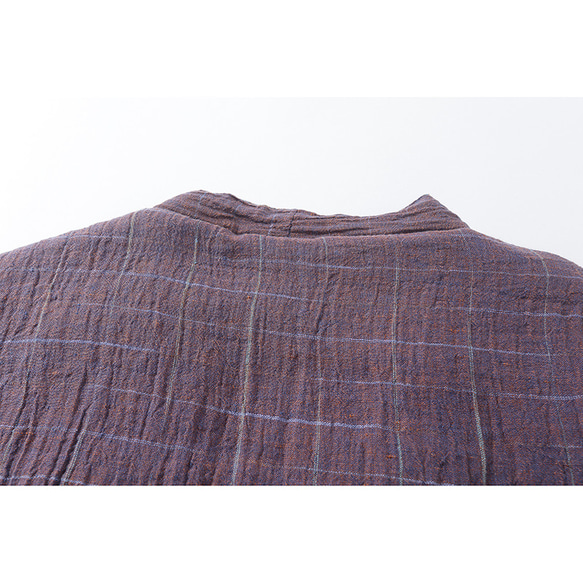先染めリネンジャケット　中綿リネンジャケット　柔らかくて暖かい羽織り　パープル　フリーサイズ　L285PU 10枚目の画像