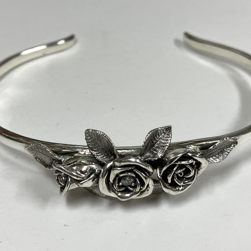 薔薇バングル バラ 薔薇アクセサリー バラアクセサリー バラシルバー