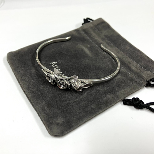 薔薇バングル バラ 薔薇アクセサリー バラアクセサリー バラシルバー