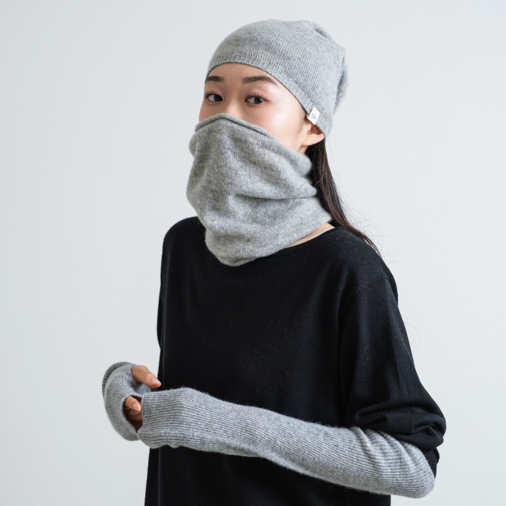 100%カシミヤ ライトウェイトネックウォーマー Grey