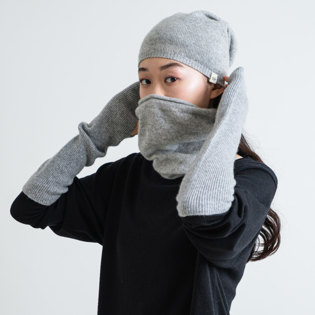 100%カシミヤ ライトウェイトネックウォーマー Grey