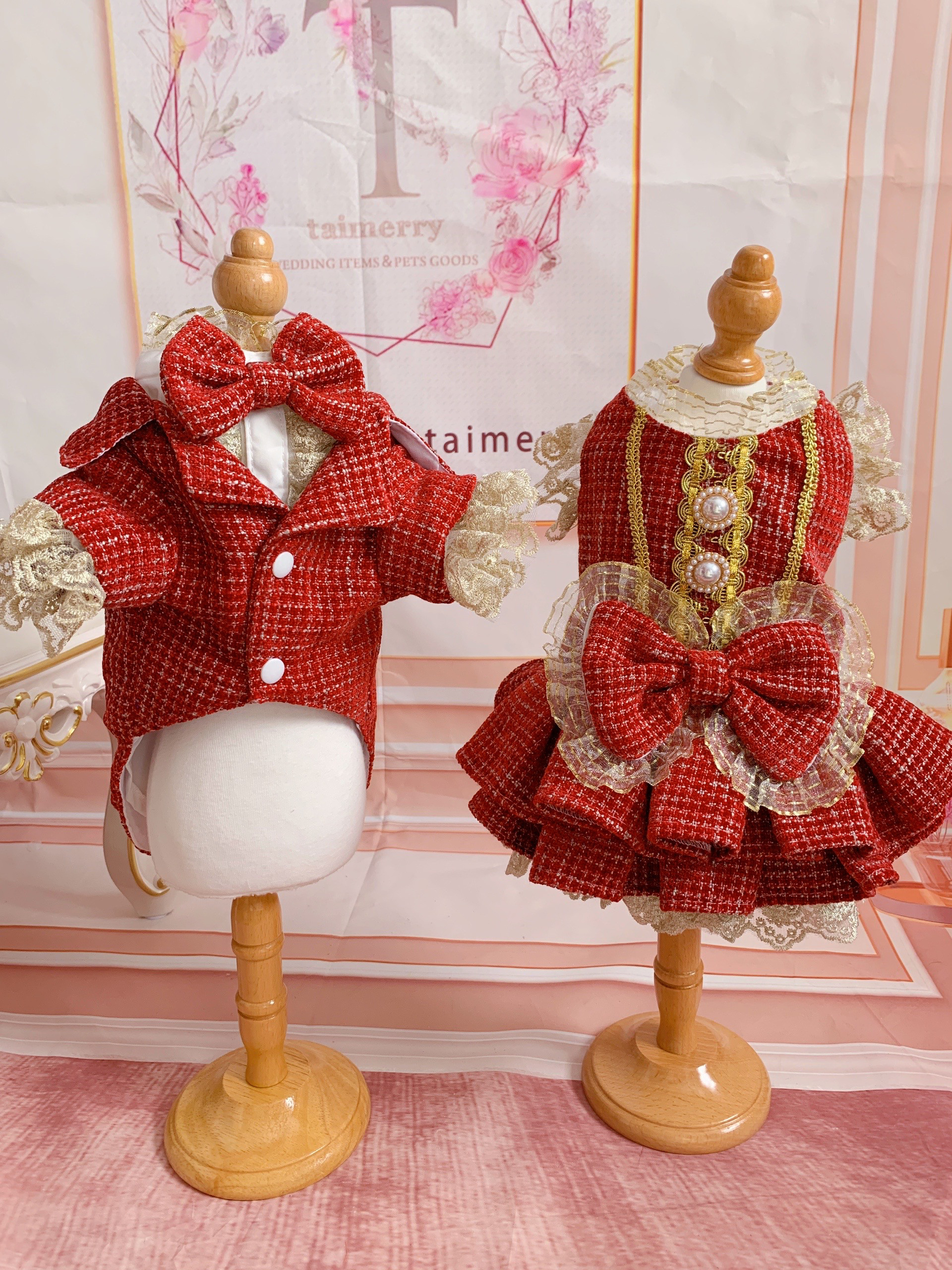犬猫うさちゃん服　クリスマスにもツイードのタキシード＆シャツ