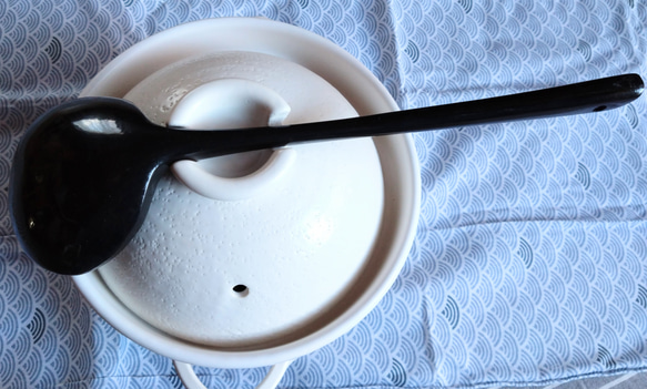 桜で拵えたおたましゃもじ　黒漆仕上げ 2枚目の画像