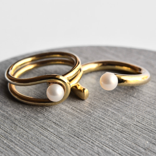 淡水パールリング｜真鍮 ゴールド ブラス 淡水真珠 ハンドメイド 指輪
