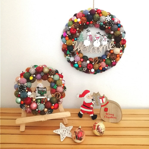 【再販】毛糸玉リース☆クリスマス 毛糸玉のクリスマスリース - HIBIIRO since2016 | minne byGMO