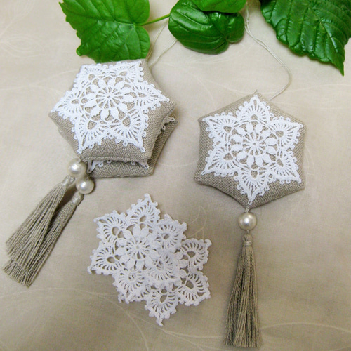 雪の結晶＊オーナメント レース編み その他インテリア雑貨 con te 通販