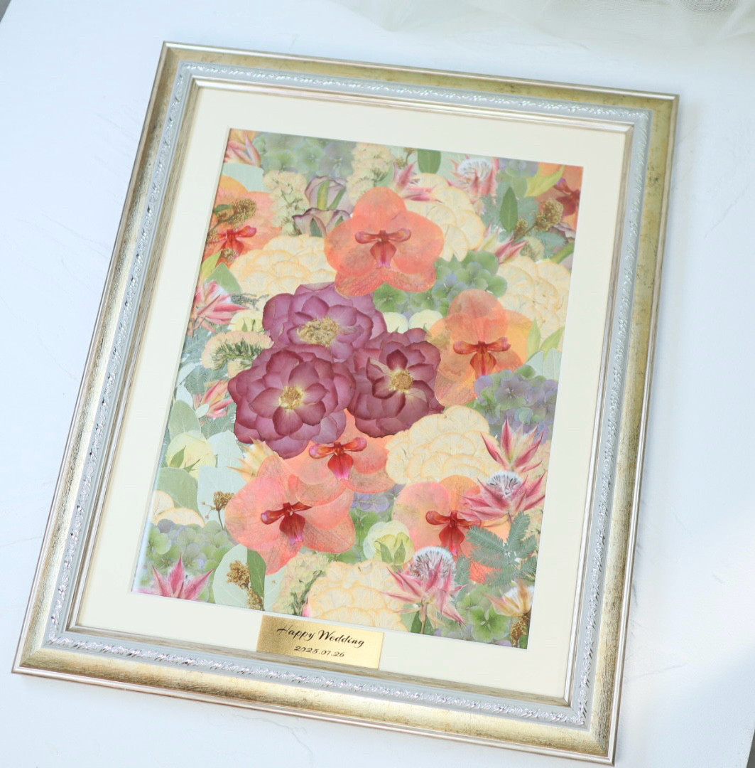 ブーケ加工/ブーケ額/ウエディングブーケ/ブライダルブーケ/ブーケを残す/押し花額/プロポーズ保存/ブーケ保存