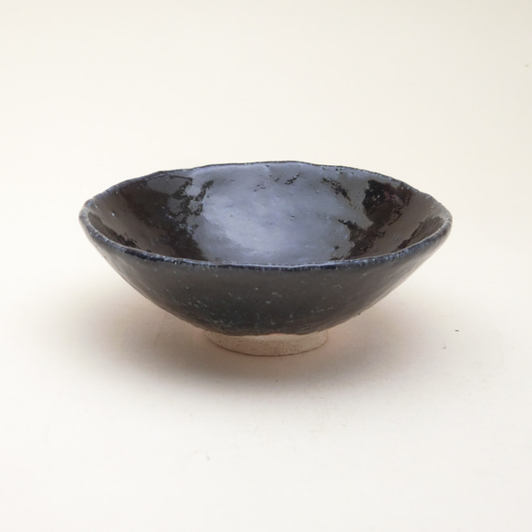 ルリ釉平茶碗 001 抹茶茶碗 手びねり 陶器 平茶碗 夏茶碗 青