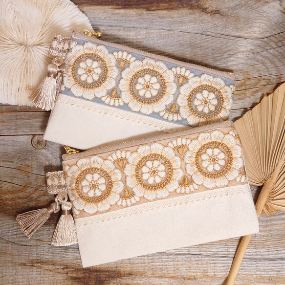 インド刺繍リボン ポーチ ［M］ ポーチ Jewelino 通販 16728801