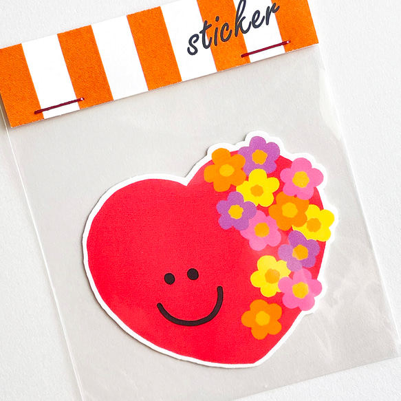 ステッカー 『おはなさん - RED』 ユポ紙光沢シール シール  