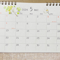 2024年　シマエナガ卓上カレンダー（手書き） 5枚目の画像