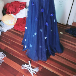 優雅海軍藍罩裙 婚紗罩裙 變色 4 層 第4張的照片