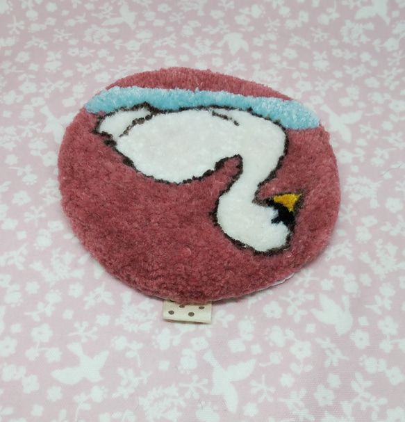 白鳥の刺繍　壁掛け　トレー　コースター 7枚目の画像