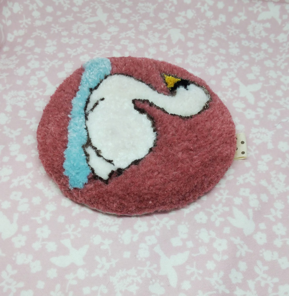 白鳥の刺繍　壁掛け　トレー　コースター 6枚目の画像