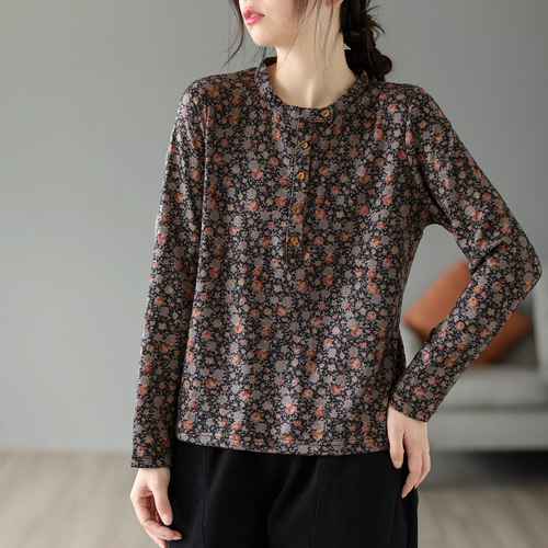 美品✨レオナール カットソー 秋服 Tシャツ 花柄 冬服 プルオーバー 絹 毛 レオナール スポーツ 花柄 カットソー モックネック ハーフジップ